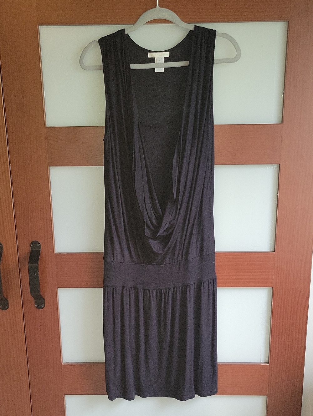 Black Draped Sleeveless Dress - Classic Elegant Style Dropped Waist Medium